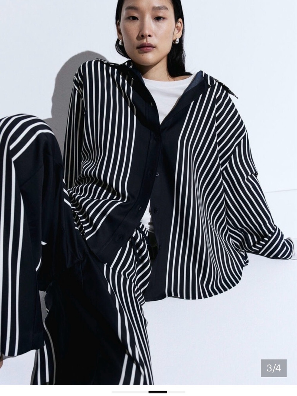 H&M Navy and White Vertical Stripe Matching Set S/M